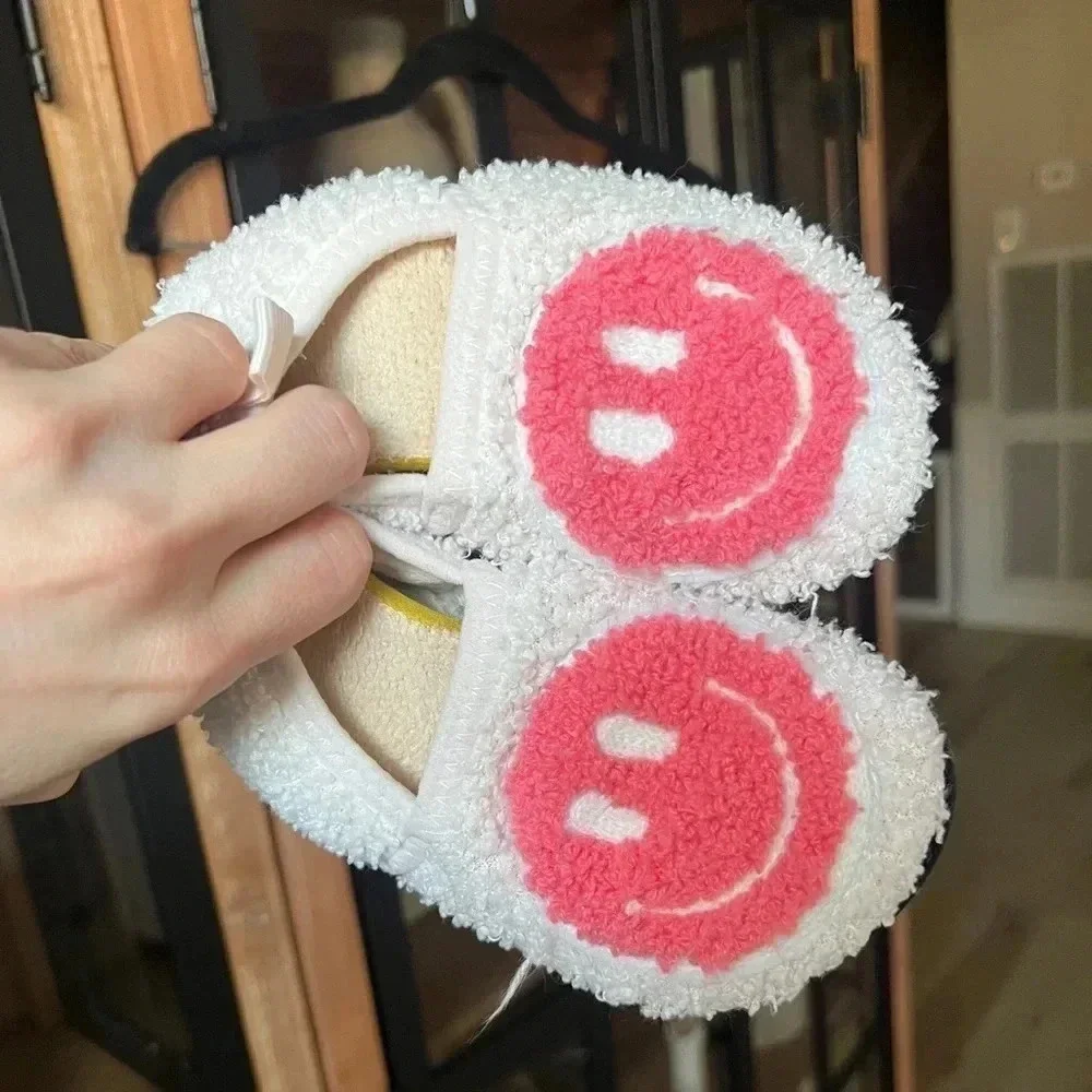 Smiley Face slippers toddler girl Stoney clover fuzzy Sherpa hard sole Amazon